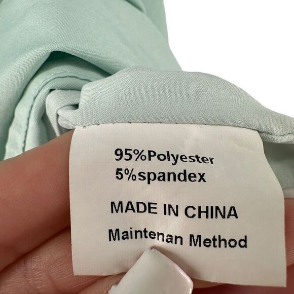 Puff Sleeve Mini Dress A Line Off The Shoulder Green Womens Size L Merokeety - Picture 7 of 8